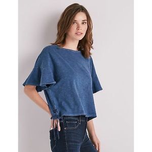 SOLD 🍀 LUCKY BRAND Stripe Lace Up Ruffle Tee